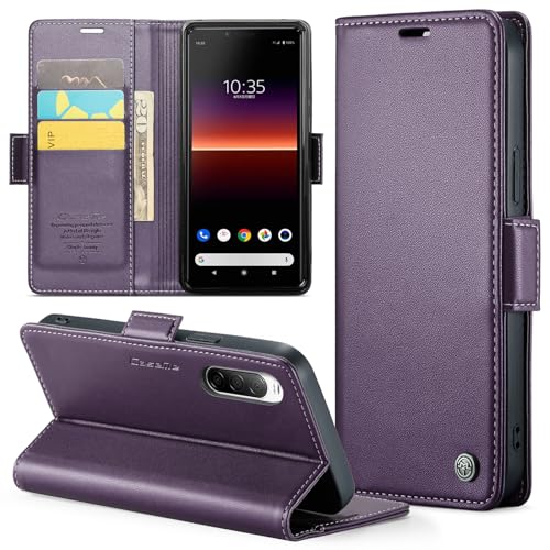 スマホケース Xperia 10 II 手帳型 ケース Xperia 10 iiケース 手帳型 SO-41A SOV43 ケース エクスペリア10 II 携帯カバー サイドマグネット式 スタンド機能 全面保護 耐衝撃 カード収纳 人気上質財布型 カバー ギフト (パープル)