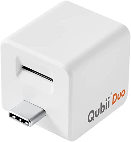 Maktar Qubii Duo USB Type C ホワイト 充電しながら自動バックアップ SDロック機能搭載 iphone バックアップ usbメモリ ipad 容量不足解消 写真 動画 音楽 連絡先 SNS データ 移行 SDカードリーダー 機種変更 MFi認証 (microSD別売)