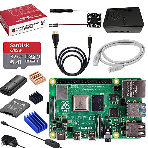 Vemico Raspberry Pi 4 Model B(RAM 4GB)/Yx[pC4b/ZK}[Nt/ 32GBMicroSDJ[h/ 5V 3A ON/OFFXCb`td/MicroHDMI-to-HDMIP[uC/CAT6l