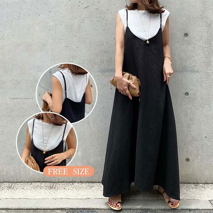 キャミソールワンピース キャミソール ワンピース 40 代 夏 ロング インナー マキシ ノースリーブワンピース レディース キャミワンピ 黒 黒ワンピース 黒ワンピ ペチコート ワンピース マタニテ 無地 カジュアル ゆったり ロングのサムネイル