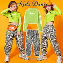 送料無料 キッズダンス衣装 トップス 蛍光色 長袖 女の子 ロングパンツ ゼブラストライプ パンツ 子供 ダンス 衣装 ヒップホップ ジャズダンス衣装 体操服 練習着 ガールズ ジャッズ 演出服 ダンスウェア ジュニア jazz オシャレ ファッション 原宿系 セットアップ 単品のみ