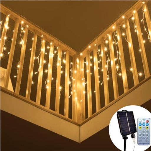 【大型ソーラーパネル】ソーラーLEDイルミネーション防水つららクリスマスイルミネーション400球10M連結可能TYPEC充電可能クリスマスライト防水DIYベランダ・バルコニー・フェンス・屋根…