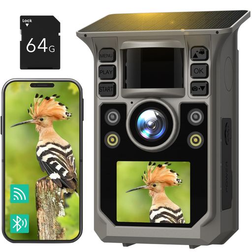 FKPCAMトレイルカメラソーラー式【夜間でもフルカラー写真とビデオ】4K/6400万画素0.1秒超高速トリガー..