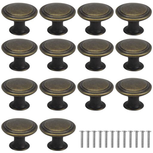 引き出しノブアンティーク取っ手ビンテージドア取っ手アンティーク16個セットネジ付き家具取っ手丸おし..