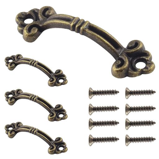 ミニ取手プルハンドル4個セット亜鉛合金アーチ型ボックスハンドルアンティーク調引き出し取っ手ユニバ..