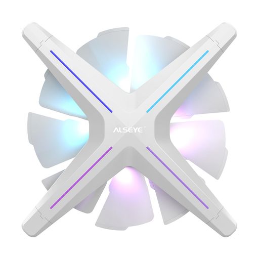 ALSEYEX12ケースファンARGBPWMコンピューター空冷PC高性能静音動作120mmRGBリバースブレード(白排気ファン)