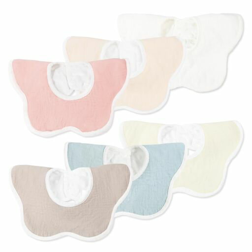 [ComfortU]よだれかけベビービブスタイ6枚セット4層構造二重ガーゼ綿防水シート入り吸水速乾柔らかい花..