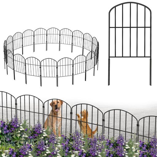 Rxakudedoガーデンフェンス20枚セットアイアンフェンスブラック防錆植物や花を保護動物による被害を隔離