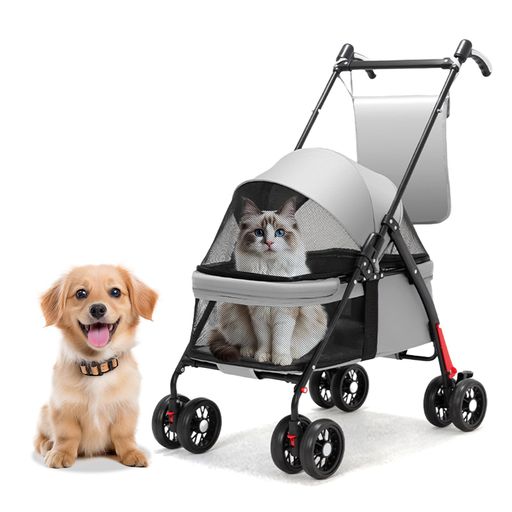 GHDOVPペットカート小型犬中型犬猫キャリーカート4輪カート軽量前輪360°回転後輪ブレーキ付き飛び出し..