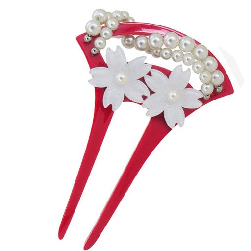 [リグラル]かんざし簪髪飾り和装着物浴衣扇型バチ型レッド