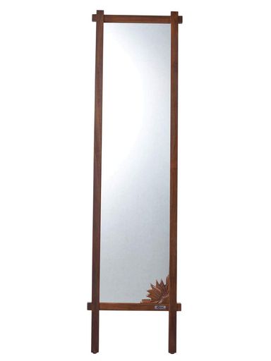 サンフラワーラタンミラーブラウン幅42x奥行き4x高さ160cmチーク無垢材スタンドミラーACM160KA