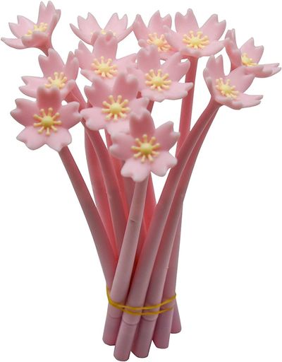 Maydahuiかわいい桜花ボールペン12本セット0.5mm黒インクおしゃれジェルボールペン可愛い文房具手帳用..