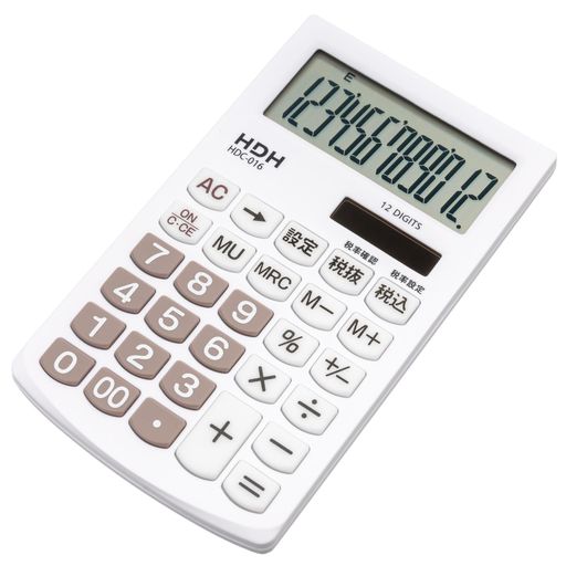 保土ヶ谷電子販売電卓計算機小型電卓コンパクト手帳12桁一般事務接客営業税率計算事務計算グレーHDC-016TGY