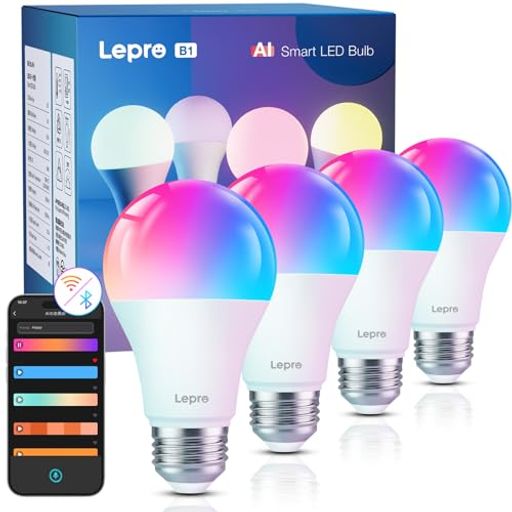 LeproAIスマート電球B1lede2660W形4個Alexa対応Wi-Fi電球音楽連動806lmスマート照明スマートライト8.5W..