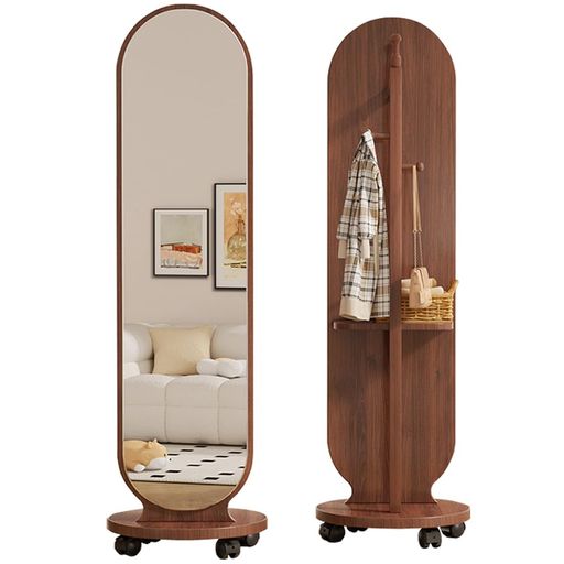 全身鏡全身ミラースタンドミラー姿見鏡洋服ラックハンガーラック飛散防止360°回転ハンガー付きミラー衣..