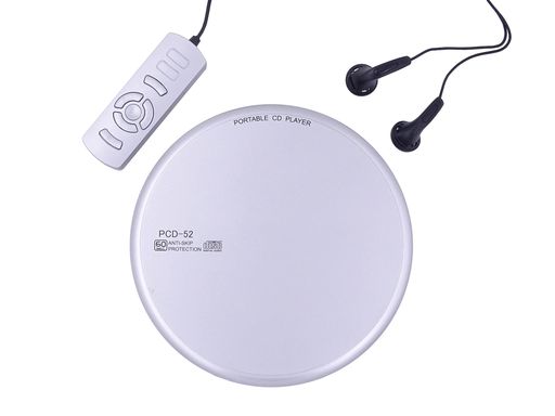 WINTECH【リモコン付きポータブルCDプレーヤー】PCD-52Sシルバー音飛び防止機能プログラム再生リピート..