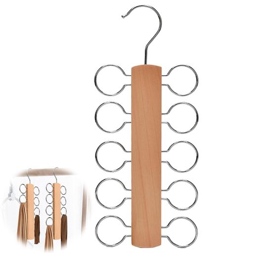 ネクタイ収納ハンガー10丸型フックベルトオーガナイザーマルチフック360度回転スカーフハンガー省スペースオーガナイザー省スペース省スペース10個のフック付き木製...
