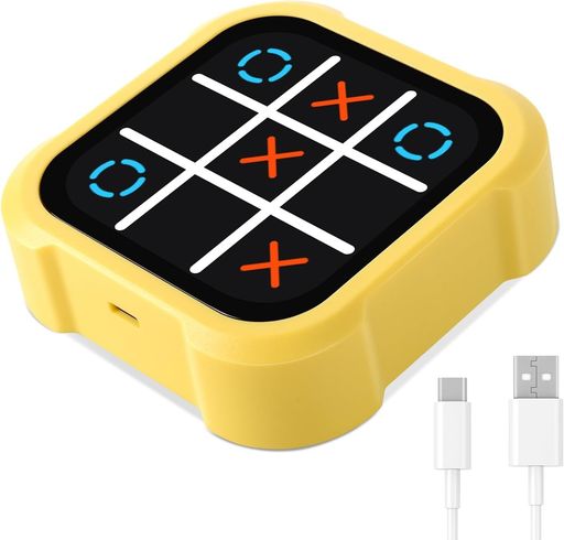 OBEST TicTacToe ボードゲーム おもちゃ まるばつゲーム 三目並べゲーム 〇x ゲーム 3イン1 脳トレ 知育玩具 誕生日 プレゼント (イエロー)