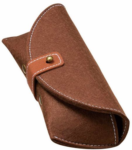 メイガン(Meigan)メガネケースサングラス入る立体幅広セミハードウレタンフェルト素材おしゃれブラウン..