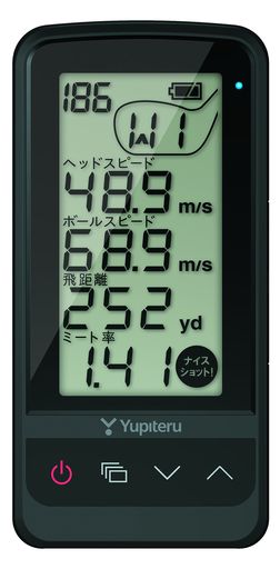 本体サイズ:124mm(D)x60mm(W)x18mm(H) 本体重量:110g 使用可能時間:満充電時約10時間 充電時間:約3時間 ヘッドスピード計測範囲:10.0~99.9m/s ボールスピード計測範囲:15.0~99.9m/s(パター使用時:0.5~15.0m/s) ミート率計測範囲:0.10~1.80 履歴保持件数:199件 電源:DC3.7V(リチウムイオン電池)