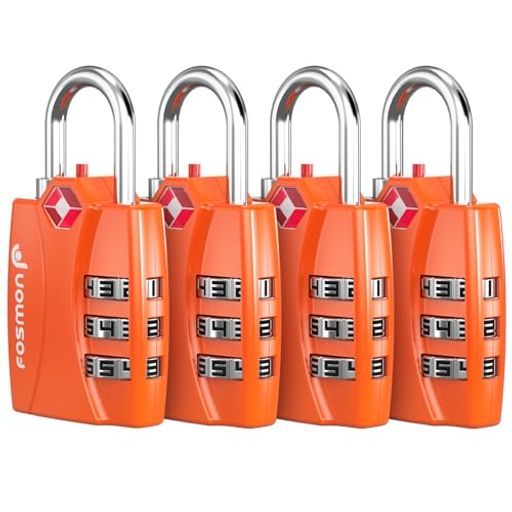Fosmon(4個セット)アメリカ安全運輸局認定TSAロック3桁ダイヤル式ロック南京錠鍵海外旅行荷物スーツケ..