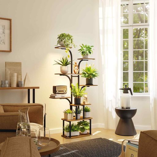 GoTiling多段フラワースタンド室内:ガーデニングおしゃれ花台-リビング観葉植物置き台-ベランダ鉢植え..