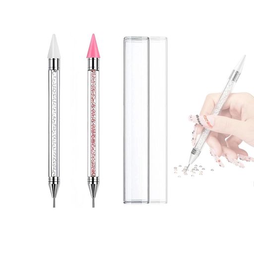 Mirhuaラインストーンピッキングペン2本セットネイルデザイン装飾ツールダイヤモンドペインティングペンネイルデコレーションペン両端での使用点描ツールネイルデコ...