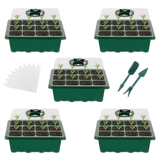 【5セット】育苗ポット育苗トレイ12穴育苗ホワイトラベル10個+移植ツール2個園芸用品種まきハウス種ま..