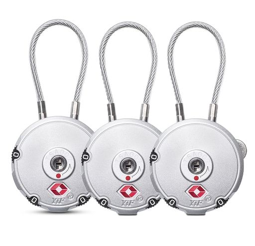 YAVINCOL3個入リTSAロックTSA南京錠TSA鍵ロックワイヤーロックTSAナンバー錠スーツケースロックTSAロッ..