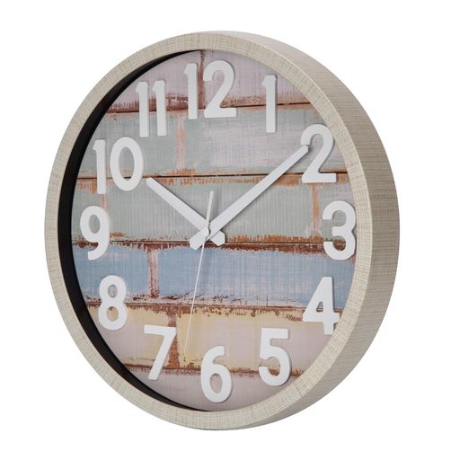 Qucover掛け時計電波おしゃれ壁掛け時計直径30cm大画面見やすい北欧シンプル自宅寝室部屋飾り贈り物インテリア(ベージュフレーム)(3)