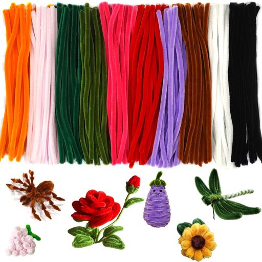 URSDIART手芸モール工作モール約200本10mm10色カラーミックスカラフルカラーモール骨格モールクラフトモールワイヤーアートクリスマスハロウィーン飾りDIY(混合色)