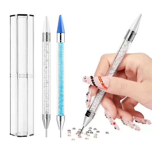 ラインストーンピッキングペン2本セットネイルデザインダイヤモンドペインティングペンネイルデコレーションペンDIYクラフトデコレーションツールブルー+ホワイト