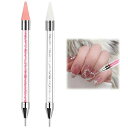 XIANFQNKJラインストーンピッキングペンピックアップペン2本セット(ホワイト+ピンク)ドットペンダイヤモンドアートペンネイル用品デコレーションツール点描レ...