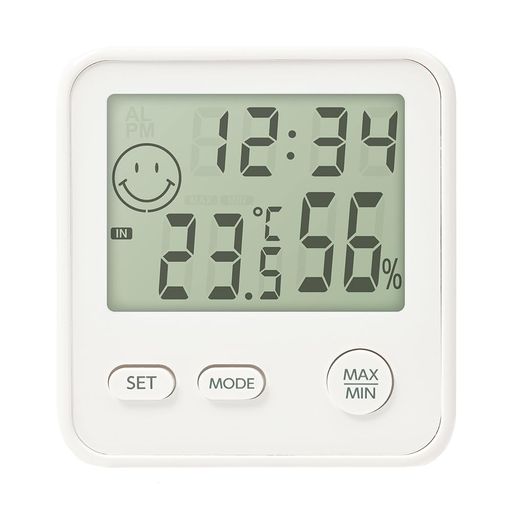 EMPEXデジタルmini温度・湿度計・時計シルキーホワイトTD-8321AA