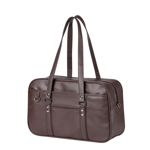 [Osteenii]スクールバッグ合皮スクバ女子高校生学生JK制服鞄PU大容量茶色黒通学(茶色)