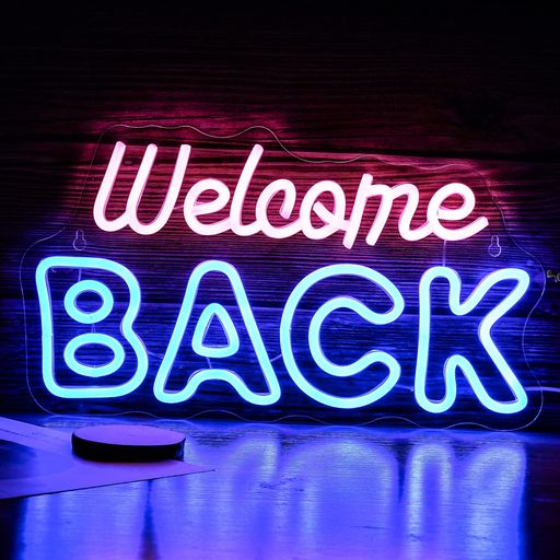 ネオンサインwelcomeback発光広告ピンクブルーLEDネオンライトフロントドアバークラブパーティーストアレストラン寝室壁装飾看板USB電源付き