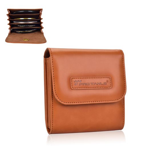 レンズフィルターケース、5ポケットカメラレンズフィルターキャリーケース、レザーレンズフィルターポ..