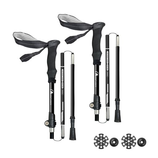 MOONLENCEトレッキングポール折りたたみアルミ製115-136cm伸縮軽量登山用ストックウォーキングポール登..