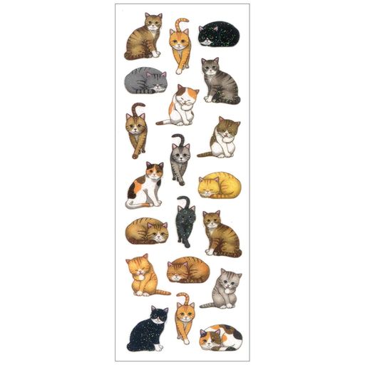 奥山商会シールラメ入りシール猫3列CR359