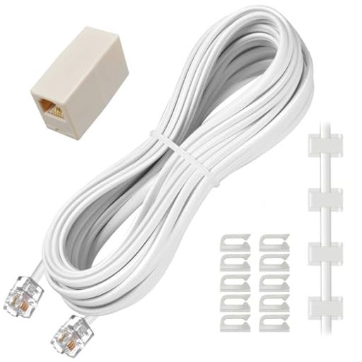 SensaBliss電話線10m電話延長ケーブルモジュラーケーブルスリムモジュラーケーブル電話ケーブルオステ..