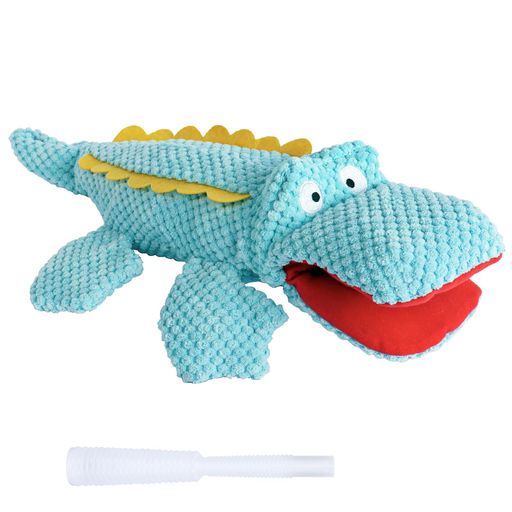 SCHITEC犬おもちゃ音の出るぬいぐるみ噛む【ブルークロコダイル・ペットボトル入りおもちゃガチャガチ..