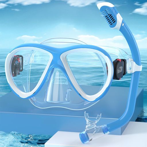 Findwayシュノーケル子供シュノーケリングシュノーケルマスクキッズ2点セット潜水メガネ水中メガネソフトシリコン強化ガラス製着脱簡単UVカット/曇り防止/水漏れ防止/抗菌初心者向けゴ…