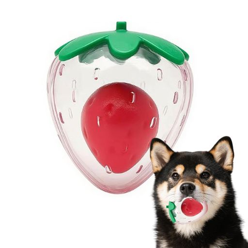 JIMIGUGU犬用玩具ストロベリーデザイン音が出るおもちゃ噛むおもちゃ壊れにくい天然ゴム製緊張解消エネ..