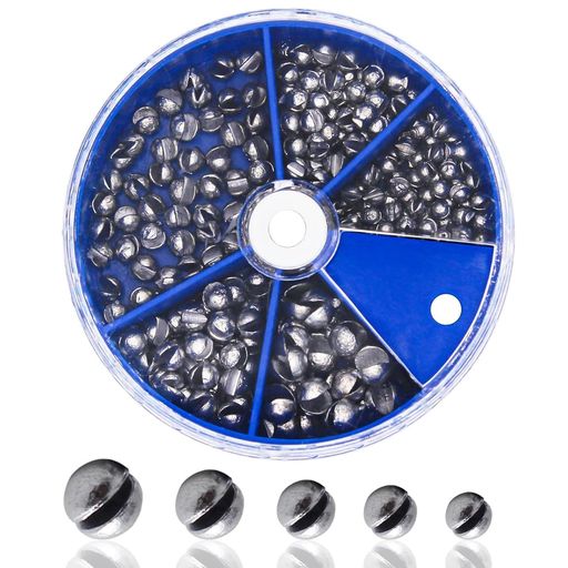 ガン玉セット釣り用重り205個スプリットショットシンカー5サイズ渓流釣り釣具収納ケース付き