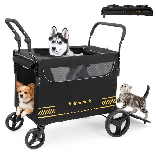 VOISTINO【広々大空間】ペットカート犬カートペットバギー折りたたみ双方向プッシュプルバリアフリー設..