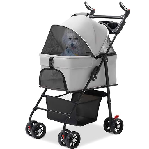 OXSITOペットカート分離型多頭の小型犬&猫中型犬一匹用ペットバギー前輪360°回転後輪ブレーキ付折りた..