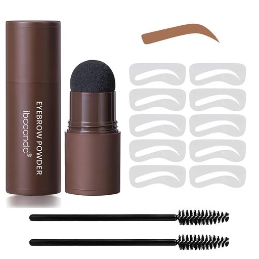 Gecomoワンステップ眉毛スタンプ整形キット-再利用可能な眉毛ステンシル10枚付き眉パウダースタンプ2眉..