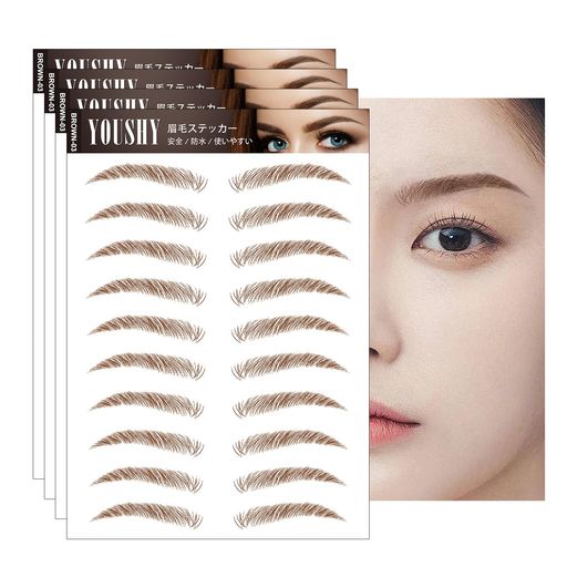 YOUSHY眉毛シール【60ペア120枚】ナチュラルまゆげアートメイク消えない防水持続的落ちな眉墨(Brown03-6)