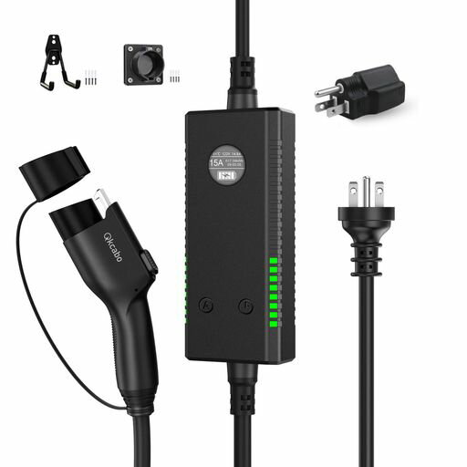 Qkcabo3KWPHEV/EV充電ケーブル、7.5メートル100-240V6A/8A/10A/13A/15A電流調整可能SAEJ1772充電器ポー..