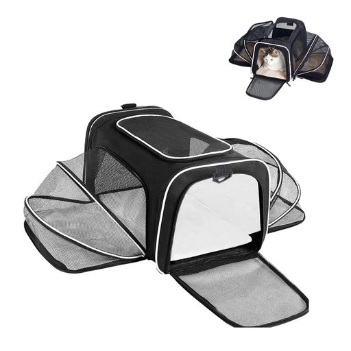 Outop拡張型ペットキャリー猫用・小型犬折りたたみ式猫キャリーケースお出かけドライブ旅行ペットキャ..